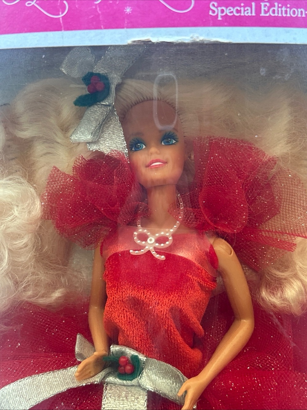Vtg Happy Holidays Special Edition Barbie Mattel 1988 1st Edition Red Dress-Read - Picture 2 of 16